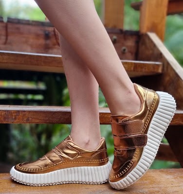 TÊNIS VELCRO DUPLO 2409 BRONZE