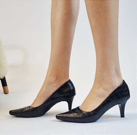 SCARPIN 2050 PRETO TEXTURIZADO