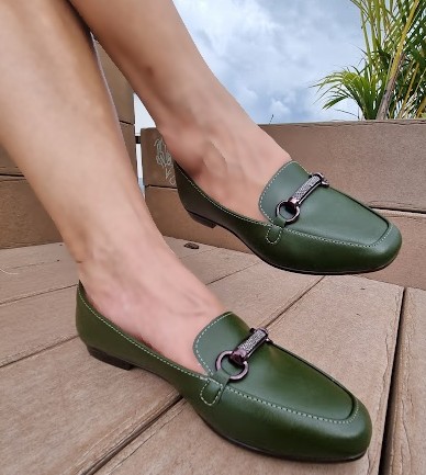 SAPATILHA CONFORTO 655743 VERDE OLIVA / PEDRAS CRISTAL ONIX