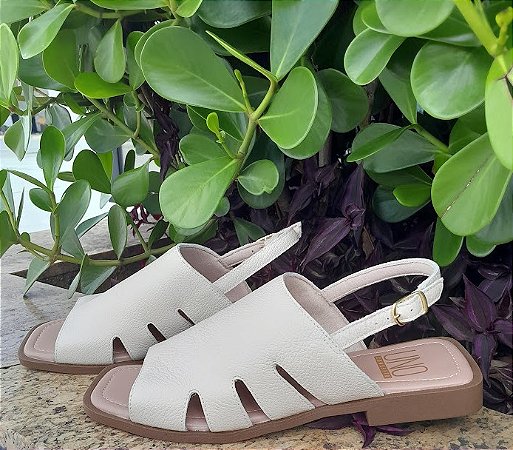 SANDÁLIA CONFORTO EM COURO 050180  BRANCO