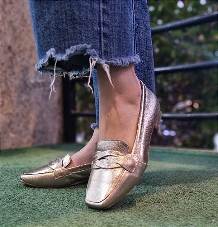 MOCASSIM EM COURO 181247 PRATA VELHO