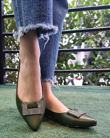 SAPATILHA CONFORTO 745895 OLIVA / FIVELA RABISCADO