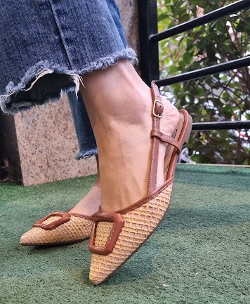 SAPATILHA SLINGBACK 3896 PALHA / CARAMELO