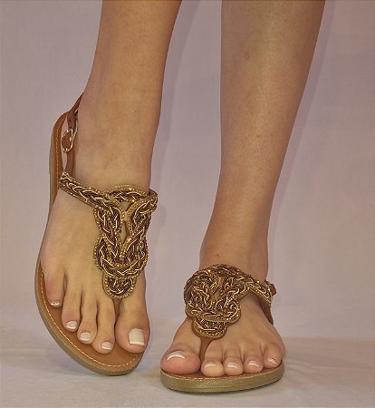 RASTEIRA 340074 CANELA / TRANÇADO CARAMELO / PEDRAS DOURADAS