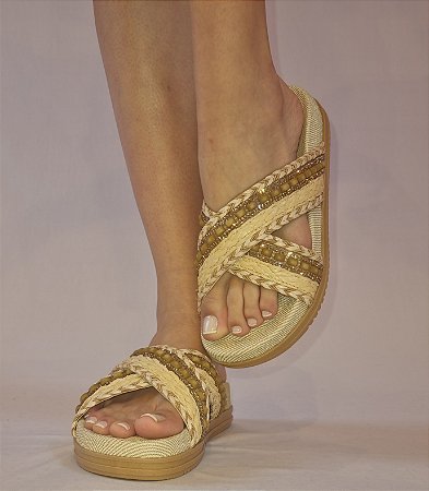 CHINELO BIRKEN 40085 JUTA BEGE / PEDRAS DOURADAS