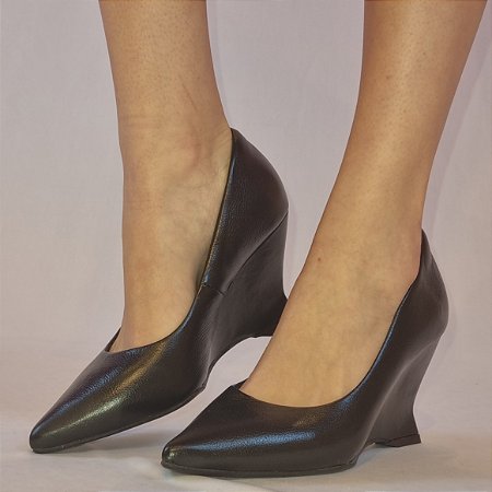 SCARPIN EM COURO ANABELA 724248 PRETO