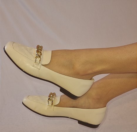 SAPATILHA CONFORTO 655951 BAUNILHA / CORRENTE DOURADA