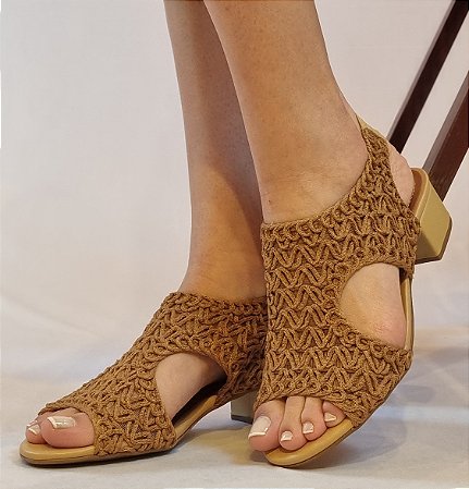 SANDÁLIA 308222 CROCHÊ BEGE