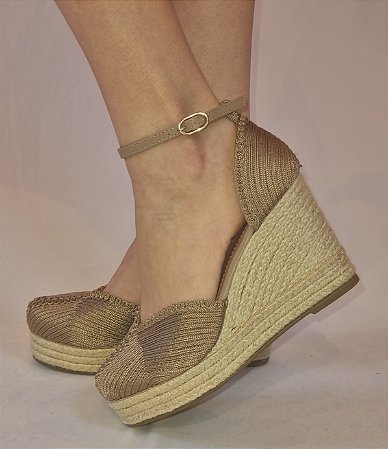 ESPADRILLE ANABELA 5021334 BEGE / LINHA DOURADA