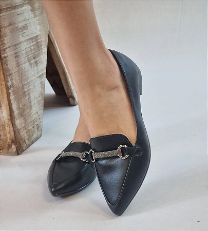SAPATILHA CONFORTO 745909 PRETO / ENFEITE ONIX