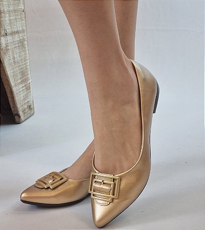 SAPATILHA CONFORTO 745928 OURO / FIVELA DOURADA