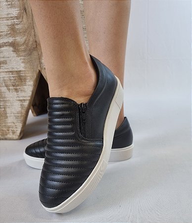 TÊNIS SLIPER COM ZIPER 77111 PRETO