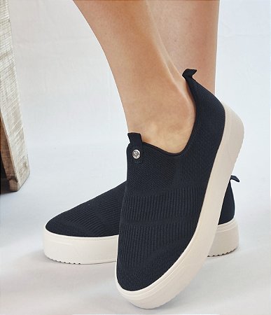 TÊNIS VIA UNO 945005 MALHA KNIT PRETO