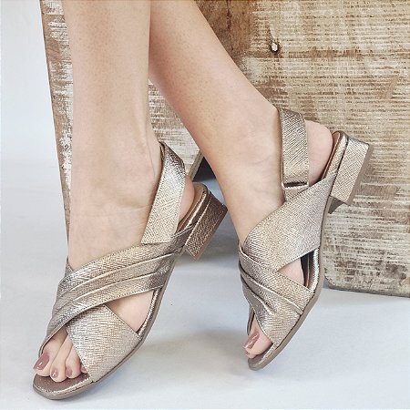 SANDÁLIA EM COURO 391910 PRATA VELHO / FECHO EM VELCRO