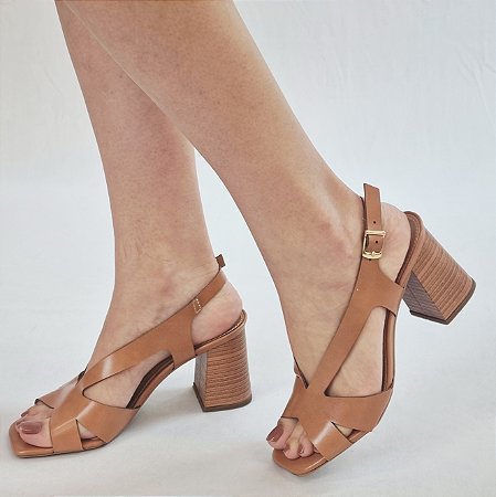 SANDÁLIA 123893 NUDE / SALTO MADEIRA
