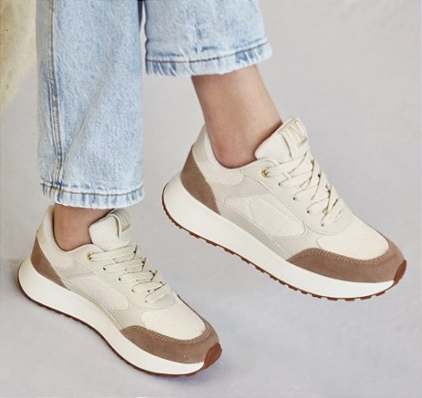 TÊNIS 9102 OFF WHITE / TIRAS CHOCOLATE / DETALHES EM LINHO