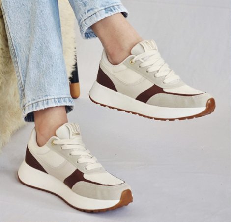 TÊNIS 9105 OFF WHITE / MARROM TERRA