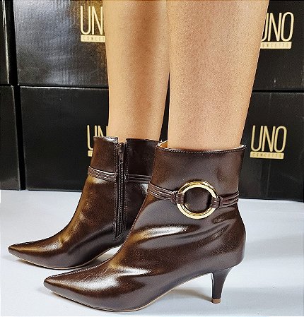 BOTA 14270 BROWNIE MARROM / SALTO FINO / FIVELA DOURADA