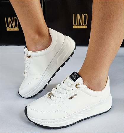 TÊNIS VIA UNO 990002 BRANCO / ILHOES DOURADO
