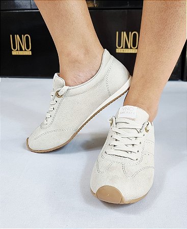 TÊNIS SNEAKER EM CAMURÇA VIA UNO 970002 NIQUEL / ILHOES DOURADO
