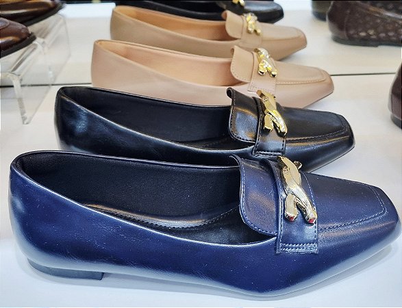 MOCASSIM 3354 MARINHO / FIVELA ENTRELAÇADA DOURADA