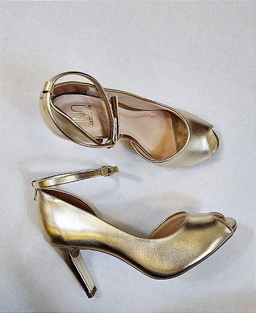 SCARPIN SEMI ABERTO 30120 CHAMPAGNE / TIRA COM FECHO NO TORNOZELO