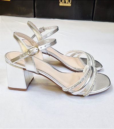 SANDÁLIA 20745 PRATA SOFT E TIRAS COM PEDRAS CRISTAL PRATA