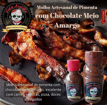 Molho artesanal de pimenta com CHOCOLATE MEIO AMARGO