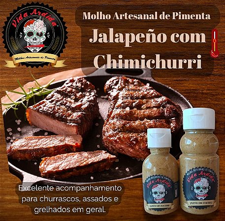 Molho artesanal de pimenta JALAPEÑO com CHIMICHURRI