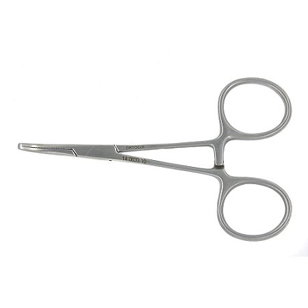 Pinça Hemostática Hartmann, curva, com dente, 10,0cm