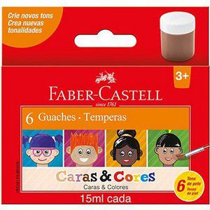 Tinta Guache Caras e Cores 15ml Faber Castell 6 cores