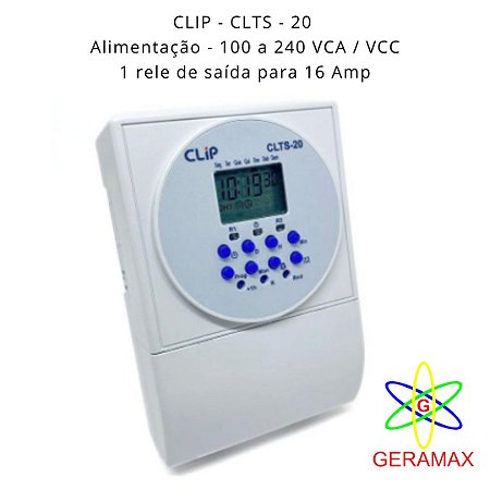 INTERRUPTOR HORARIO CLTS-20 1R 100-240VCA - CLIP