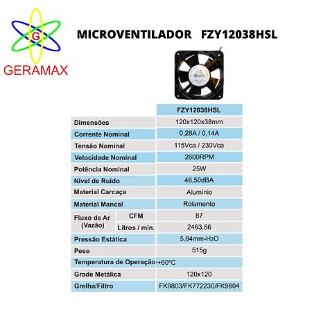 MICROVENTILADOR FZY 12038 HSL - BIVOLT - JNG