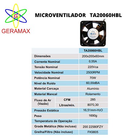 MICROVENTILADOR TA 20060 HBL - JNG