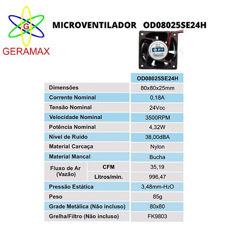MICROVENTILADOR OD 08025 SE 24H - 24V - JNG