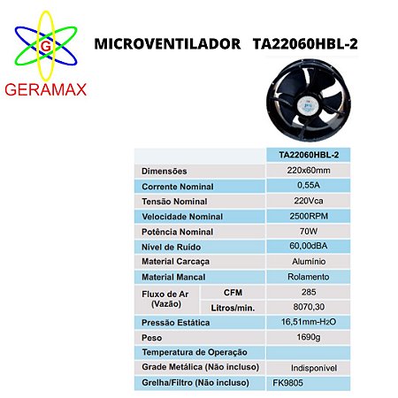 MICROVENTILADOR TA 22060 HBL-2 - JNG