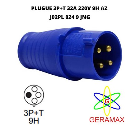PLUGUE 3P+T 32A 220V 9H AZ J02PL 024 9 - JNG