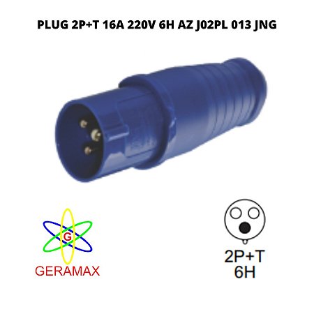 PLUGUE 2P+T 16A 220V 6H AZ J02PL 013 - JNG