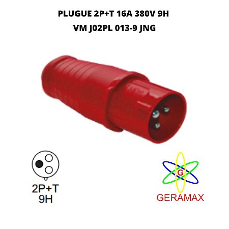 PLUGUE 2P+T 16A 380V 9H VM J02PL 013-9 JNG
