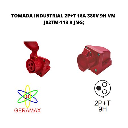 TOM INDUSTRIAL 2P+T 16A 380V 9H VM J02TM-113 9 JNG