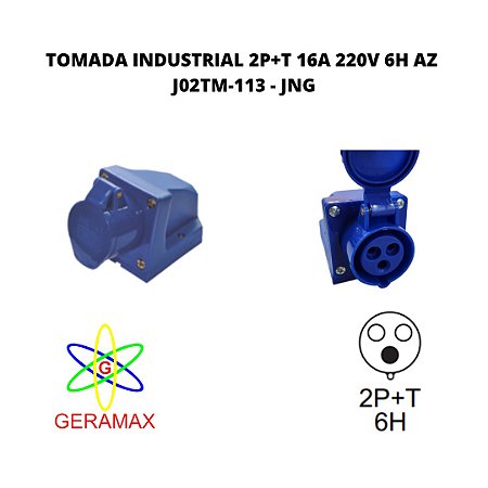 TOM INDUSTRIAL 2P+T 16A 220V 6H AZ J02TM-113 - JNG