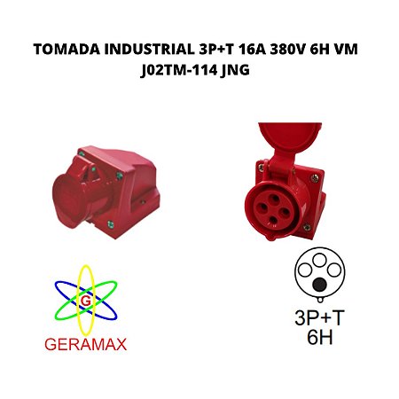 TOM INDUSTRIAL 3P+T 16A 380V 6H VM J02TM-114 JNG
