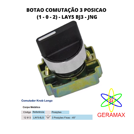 BOTAO COMUT 3 POSICAO (1-0-2) - METAL - LAY5 BJ2 -