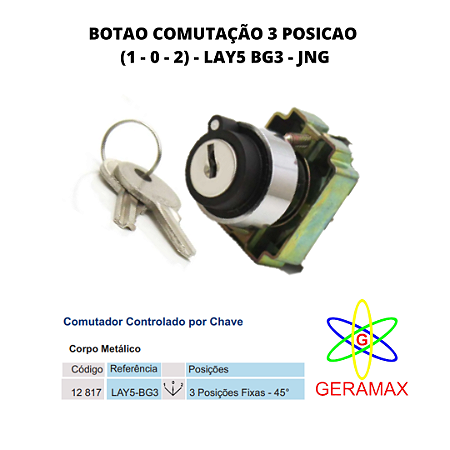 BOTAO COMUT 3 POSICAO C CHAVE (1-0-2) MET LAY5 BG3