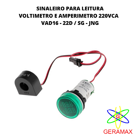 SINALEIRO LED VOLT/AMP VERDE ZAD16 22DG - JNG