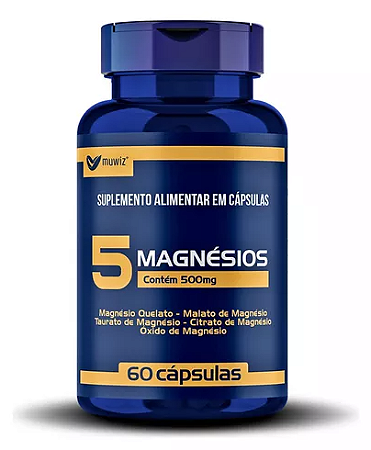 Encapsulado 5 Magnésios 500mg (60 caps) Muwiz