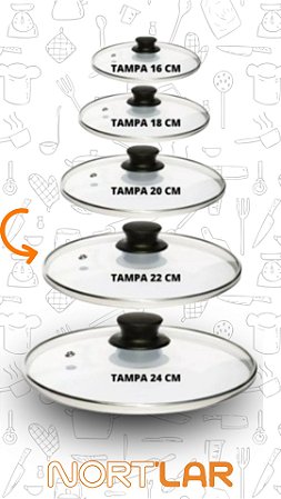 Tampa De Vidro Avulsa Para Panela/Caçarola/Frigideira 22 cm
