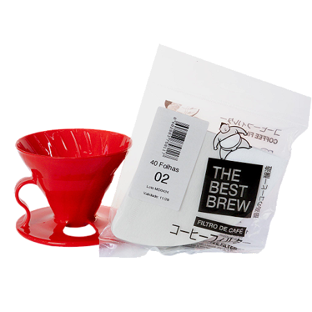 Kit Suporte Porta Filtro Cônico Café V60 + 40 Filtros V 02