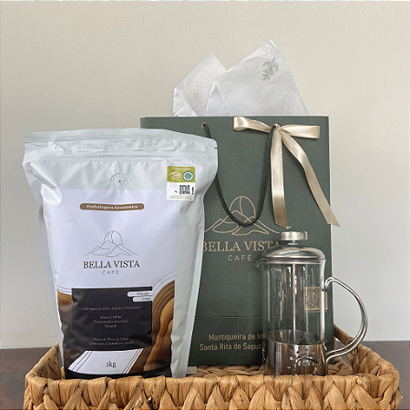 Kit Café Especial 1kg GRÃOS - Delicado e Prensa Francesa