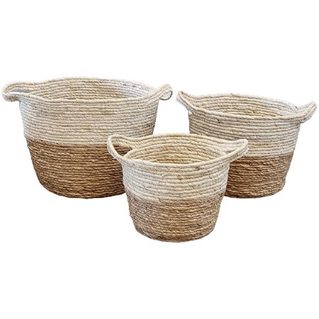 Cesto Natural Cachepot Guarda Objetos Presence Conjunto 3 Un